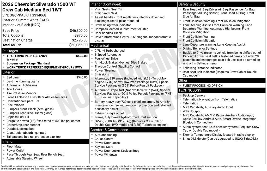 chevrolet silverado 1500 2026 3GCPKAEK1TG314068 image chevrolet silverado 1500 2026 3GCPKAEK1TG314068 image